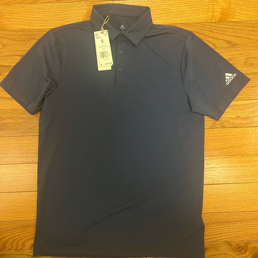 New Adidas Men's Black Polo Shirt